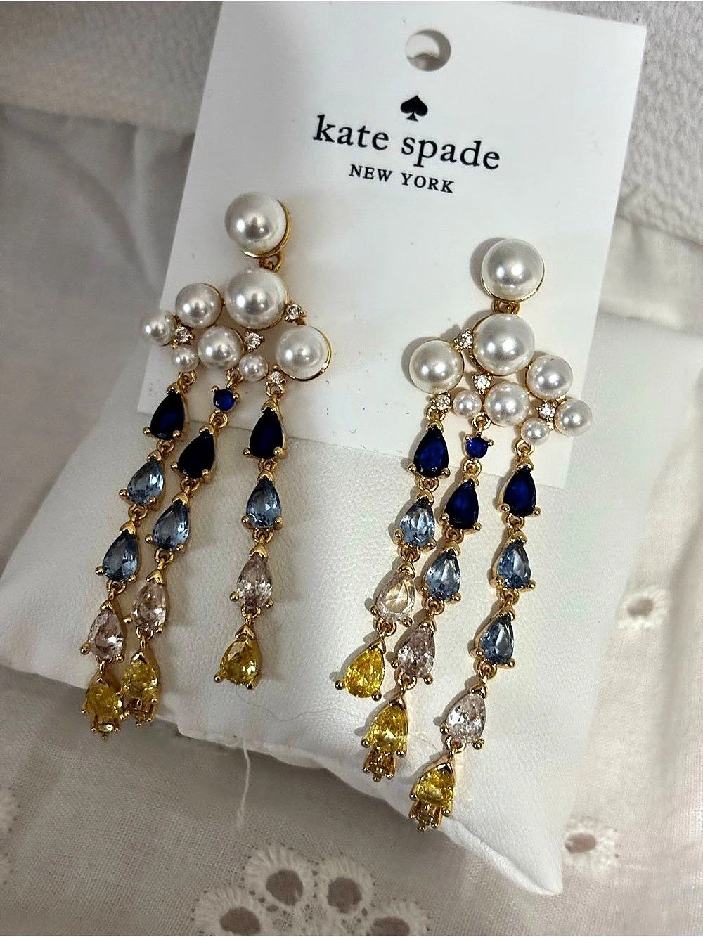 kate spade new york Kate Spade Pearl & Multi-Color Teardrop Cascade Earrings